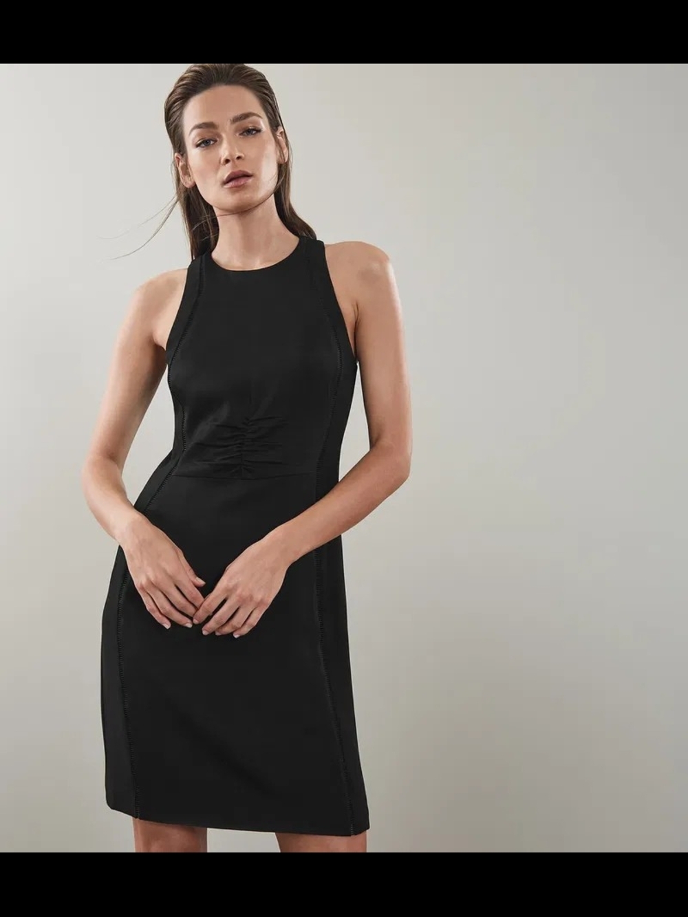 Reiss Black Sleeveless Uma Ladder Detail Shift Dress Sz‎ 4